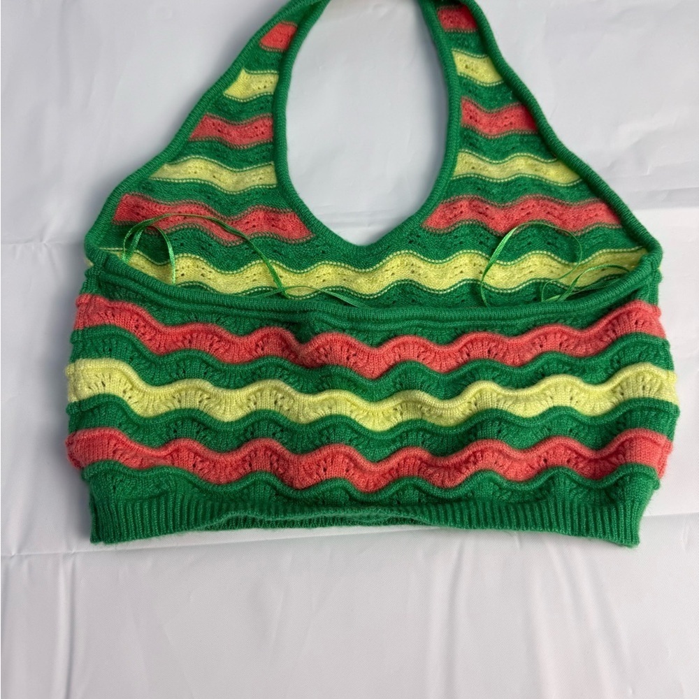 Cotton Candy Green, Yellow, and Red Crop Top - Picture 2 of 3